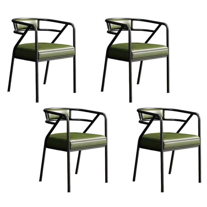 Glam Dining Chair Open Back Upholstered Dining Side Chair with Metal Legs