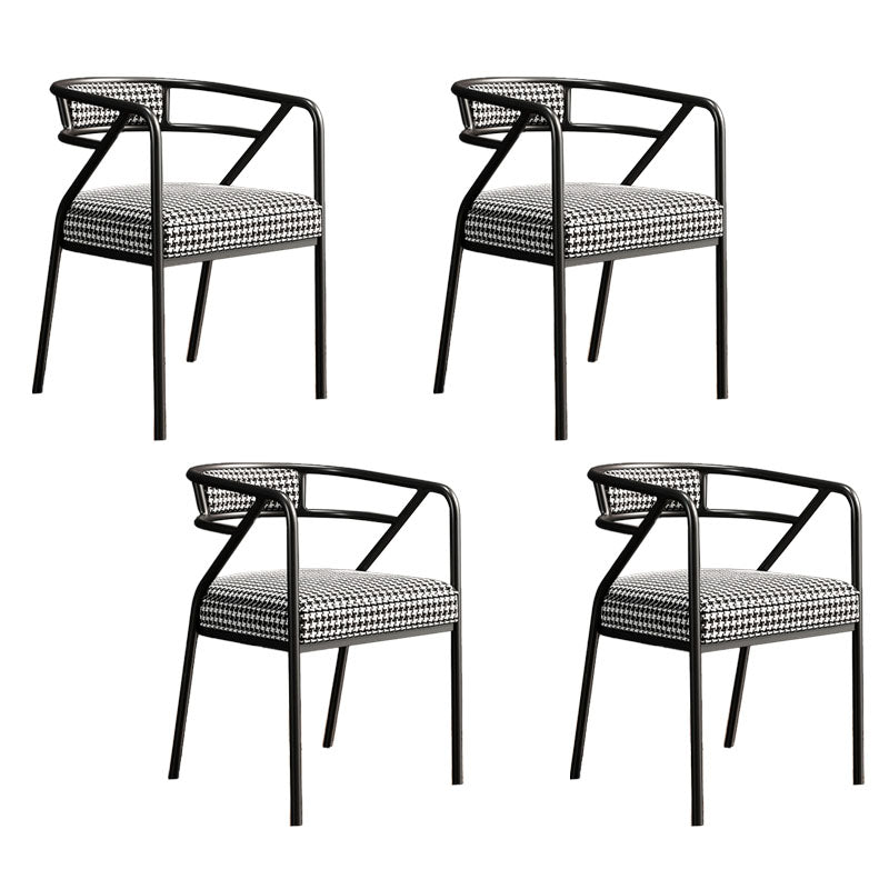 Glam Dining Chair Open Back Upholstered Dining Side Chair with Metal Legs