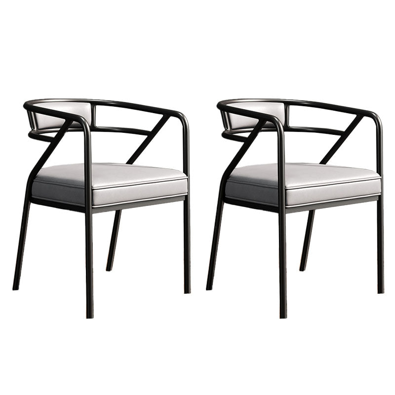 Glam Dining Chair Open Back Upholstered Dining Side Chair with Metal Legs