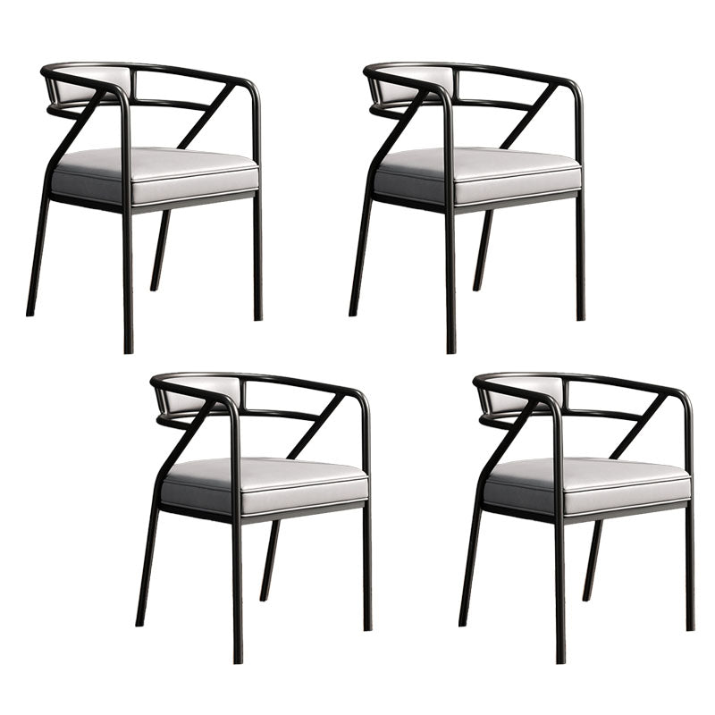 Glam Dining Chair Open Back Upholstered Dining Side Chair with Metal Legs