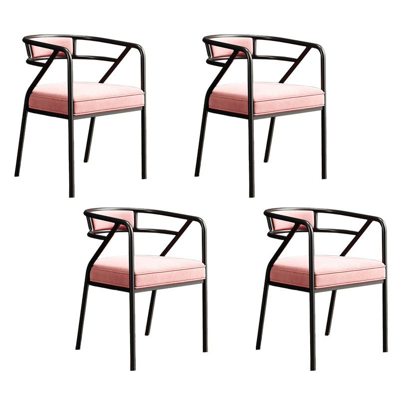 Glam Dining Chair Open Back Upholstered Dining Side Chair with Metal Legs