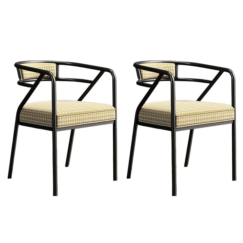 Glam Dining Chair Open Back Upholstered Dining Side Chair with Metal Legs