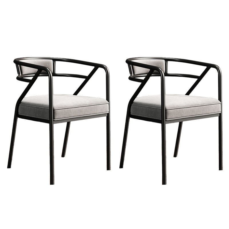 Glam Dining Chair Open Back Upholstered Dining Side Chair with Metal Legs