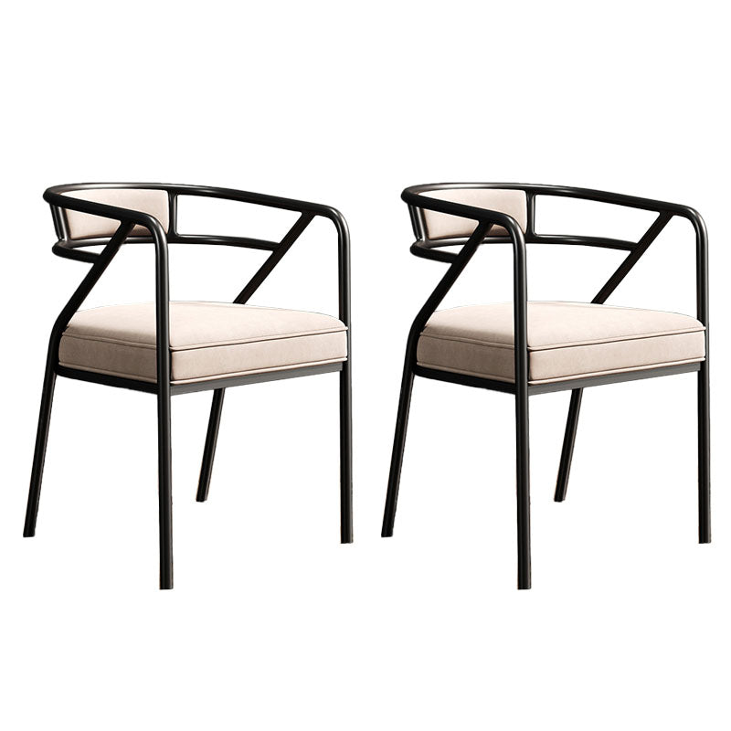 Glam Dining Chair Open Back Upholstered Dining Side Chair with Metal Legs