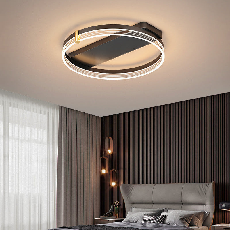 Modern Geometric Flush Light Fixture Metal 1 Light Flush Mount Ceiling Light in Black