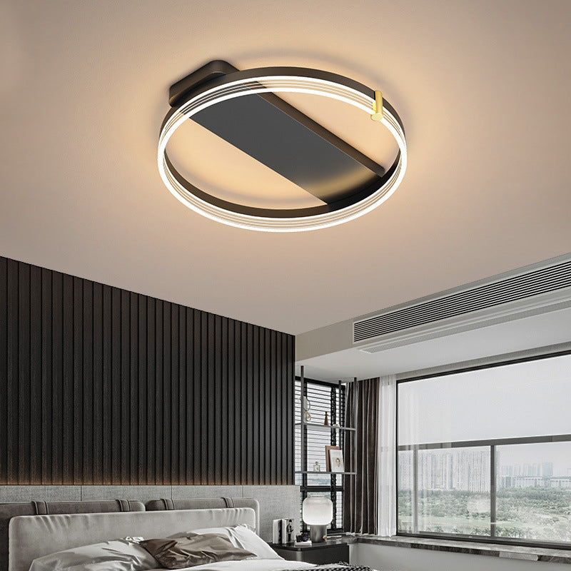 Modern Geometric Flush Light Fixture Metal 1 Light Flush Mount Ceiling Light in Black