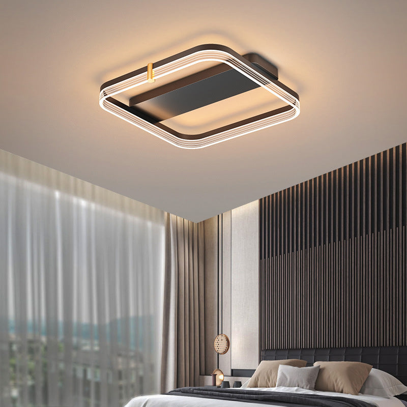 Modern Geometric Flush Light Fixture Metal 1 Light Flush Mount Ceiling Light in Black