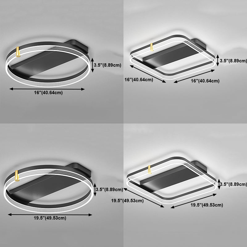 Lámpara de luz geométrica moderna metal 1 luz de techo de montaje de lavado de luz en negro