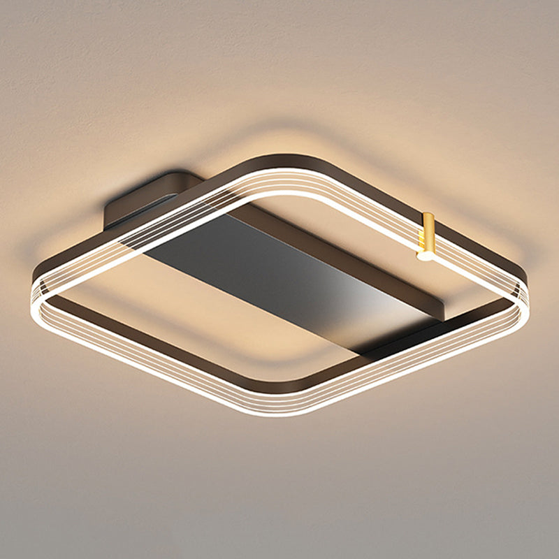 Moderna lampada geometrica a filo metallo 1 luce a sfioramento del soffitto in nero