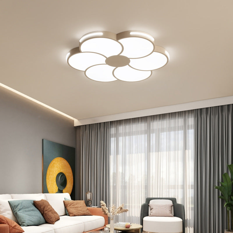 Contemporary Flower-Like Flush Light Fixture Iron 1 Light Flushmount Lighting in White