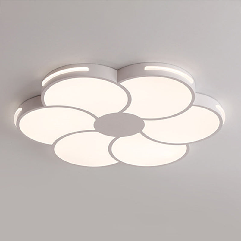 Contemporary Flower-Like Flush Light Fixture Iron 1 Light Flushmount Lighting in White