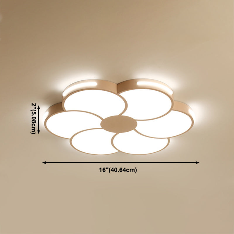 Contemporary Flower-Like Flush Light Fixture Iron 1 Light Flushmount Lighting in White