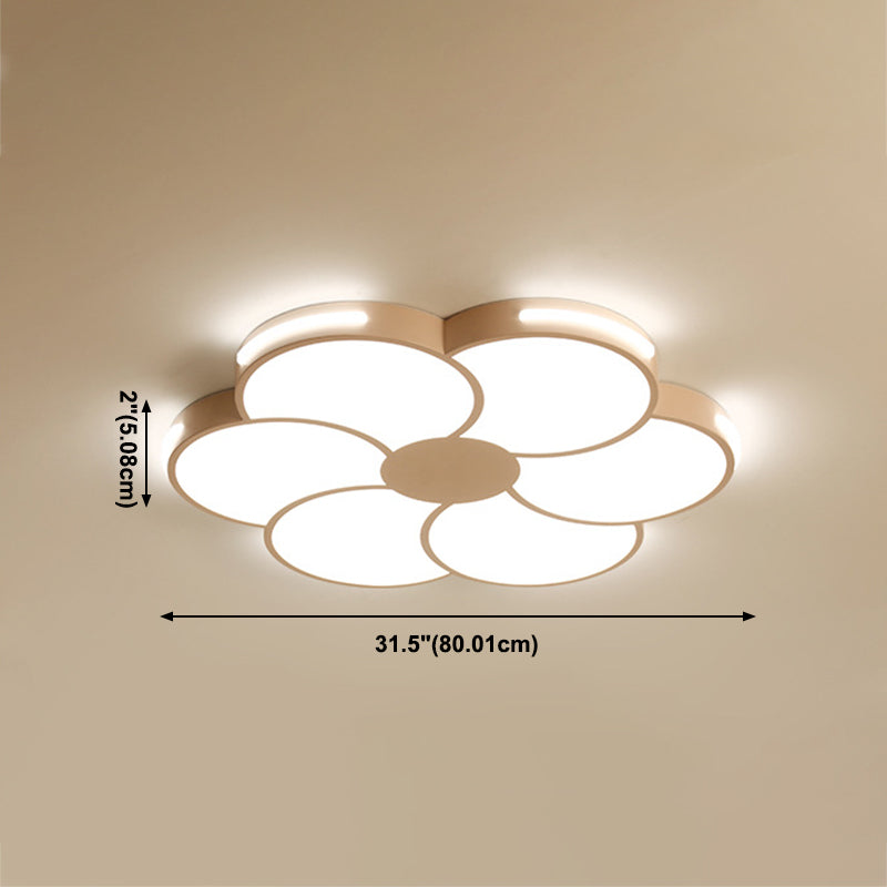 Contemporary Flower-Like Flush Light Fixture Iron 1 Light Flushmount Lighting in White