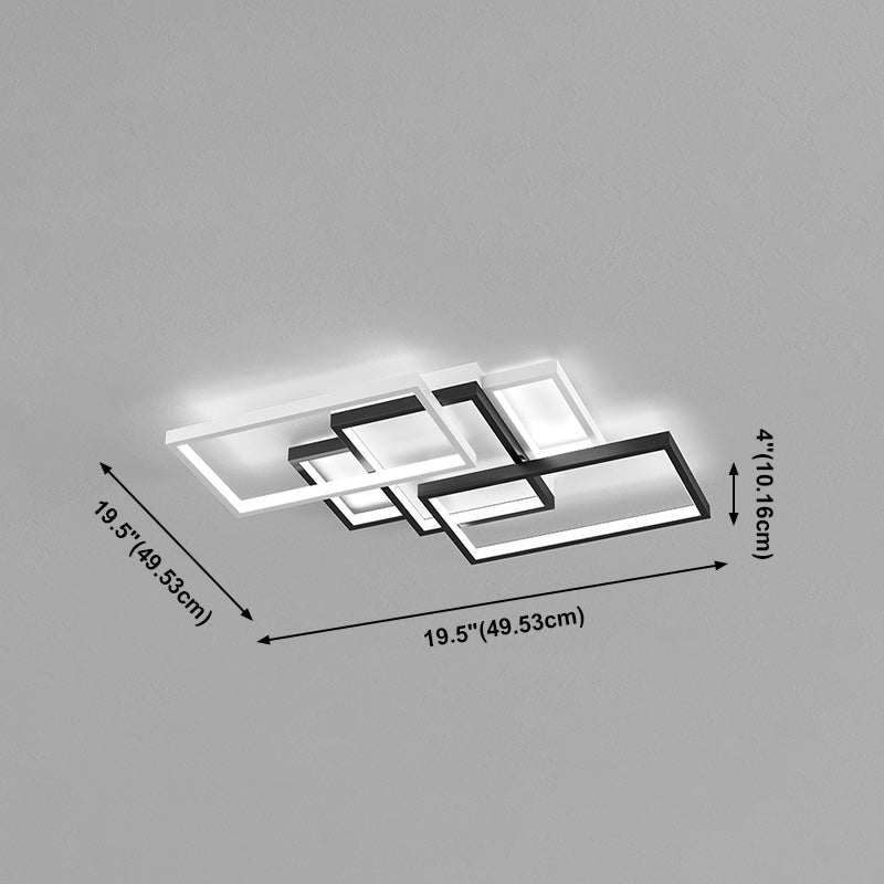 Lámparas de lámpara rectángulo moderna de rectángulo 5 lámparas de montaje de al ras Light en blanco y negro