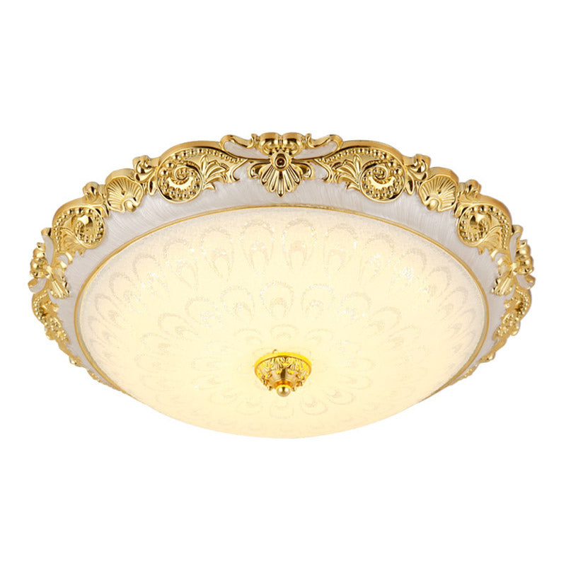 1-Light Bedroom Flush Ceiling Light Traditional Dome Flush Mount Lamp with Glass Shade