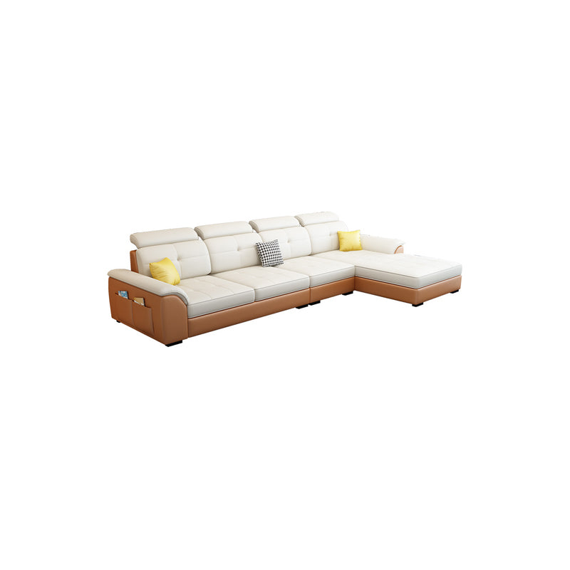 Sezioni finte in pelle/lino contemporanea con un divano da 70 "con chaise e archiviazione reversibili