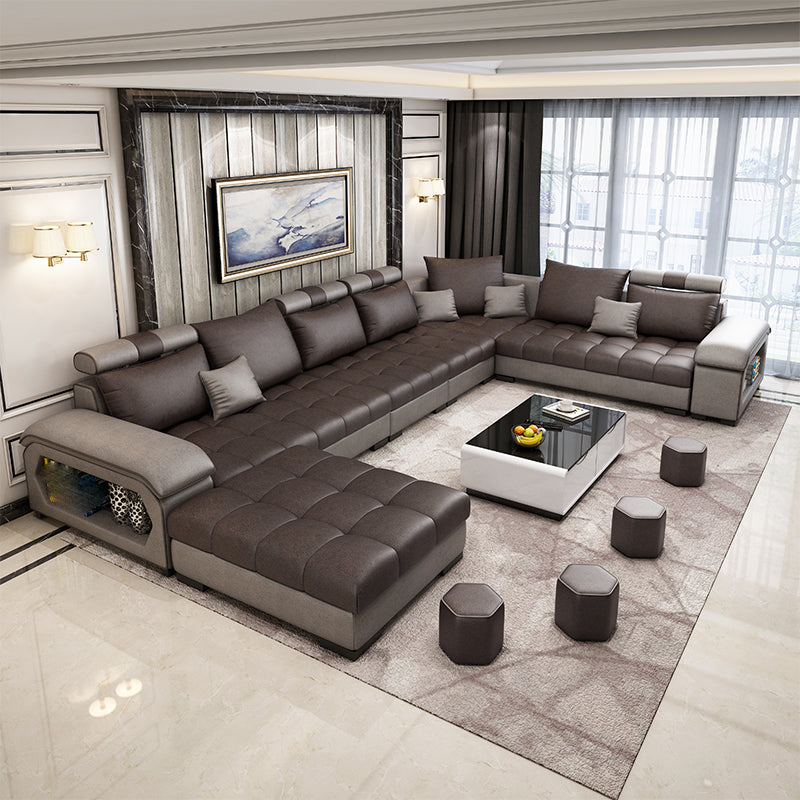 Removable Cushions Slipcovered Sectional Tufted Sofa & Chaise with Storage