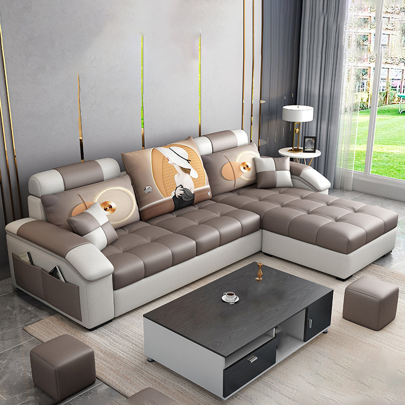 Slipcovered kussende achterkussens getuft sectionele sofa set met opslag