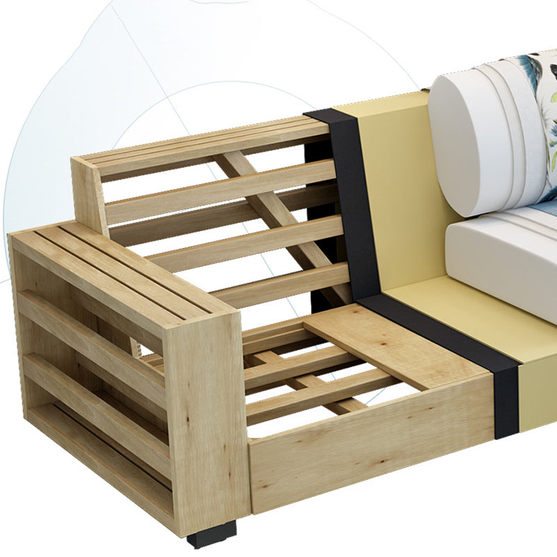 Braccio quadrato a 3 posti a cuscini posteriori cuscini con chaise