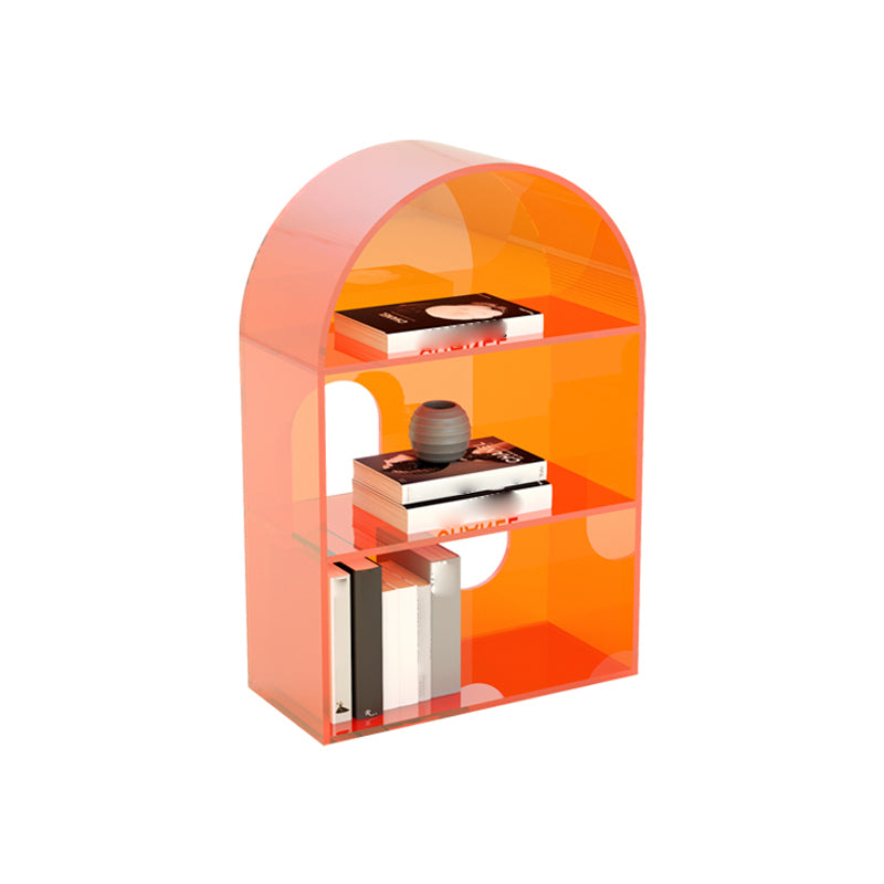 Acrylic Bookshelf Scandinavian Style Orange Open Back Bookcase for Home Office Study Room