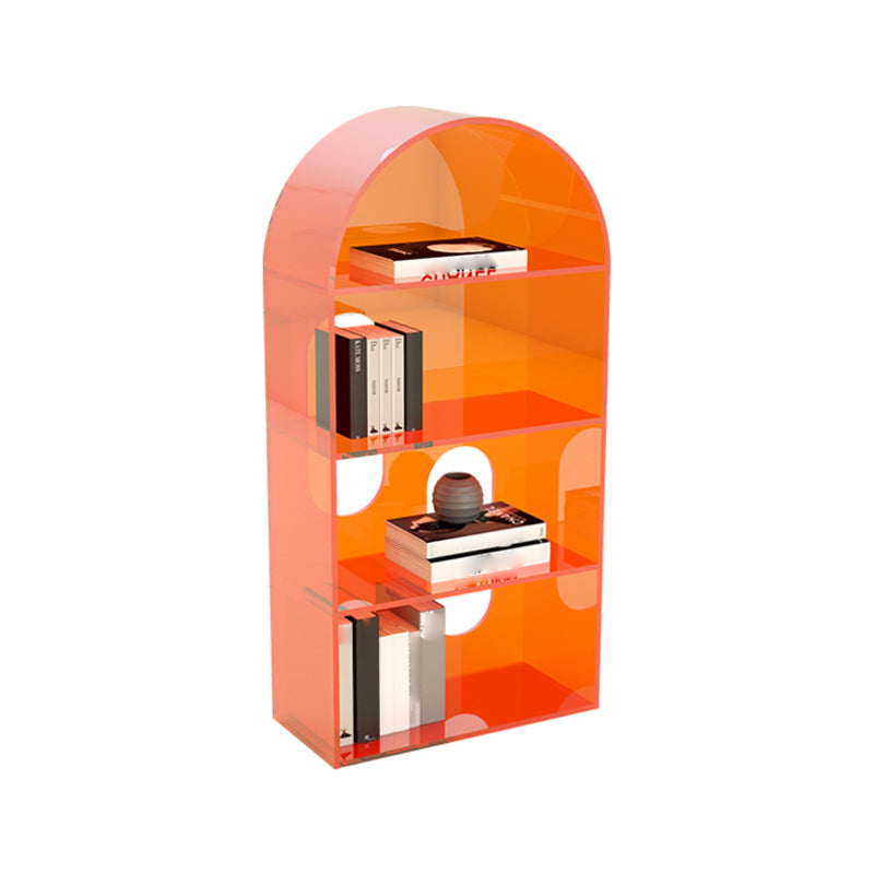 Acrylic Bookshelf Scandinavian Style Orange Open Back Bookcase for Home Office Study Room