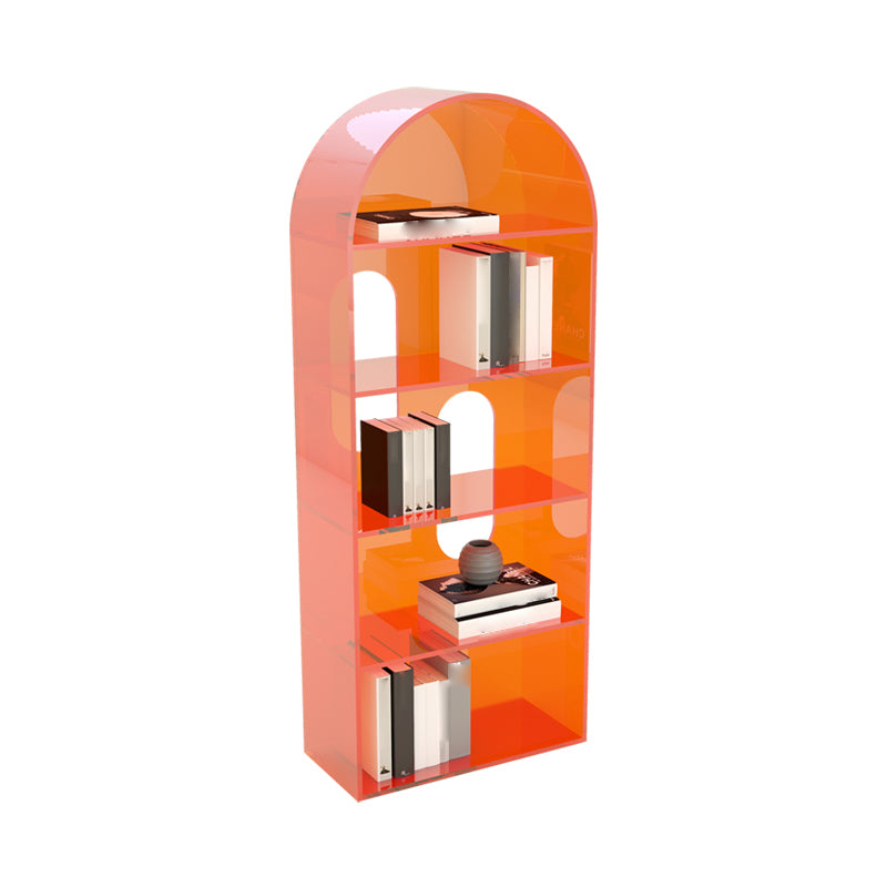 Acrylic Bookshelf Scandinavian Style Orange Open Back Bookcase for Home Office Study Room