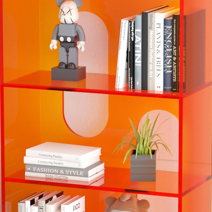 Acryl -boekenplank Scandinavian Style Orange Open Back Bookkast voor Home Office Study Room