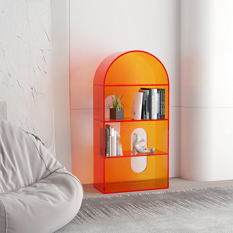 Acrylic Bookshelf Scandinavian Style Orange Open Back Bookcase for Home Office Study Room