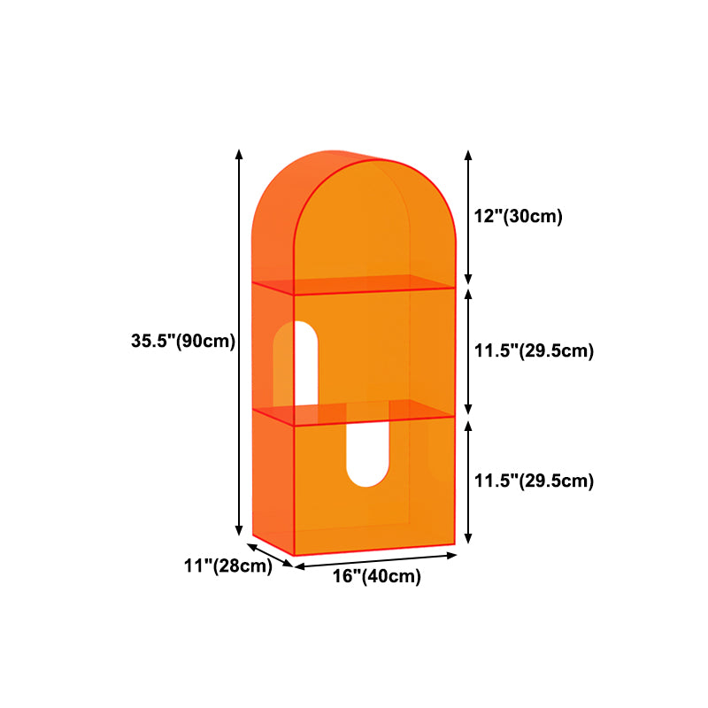 Acrylic Bookshelf Scandinavian Style Orange Open Back Bookcase for Home Office Study Room