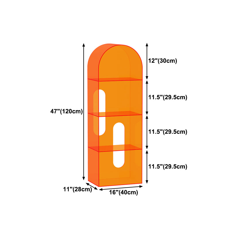 Acrylic Bookshelf Scandinavian Style Orange Open Back Bookcase for Home Office Study Room