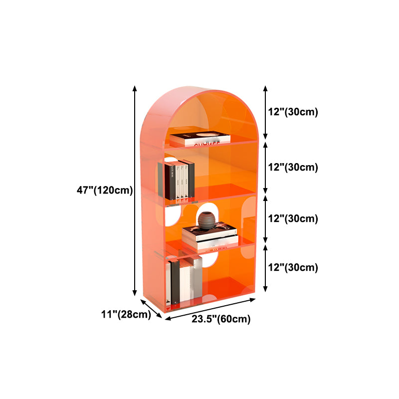 Acryl -Bücherregal Skandinavischer Stil Orange Open Back Bücherregal für Home Office Study Room