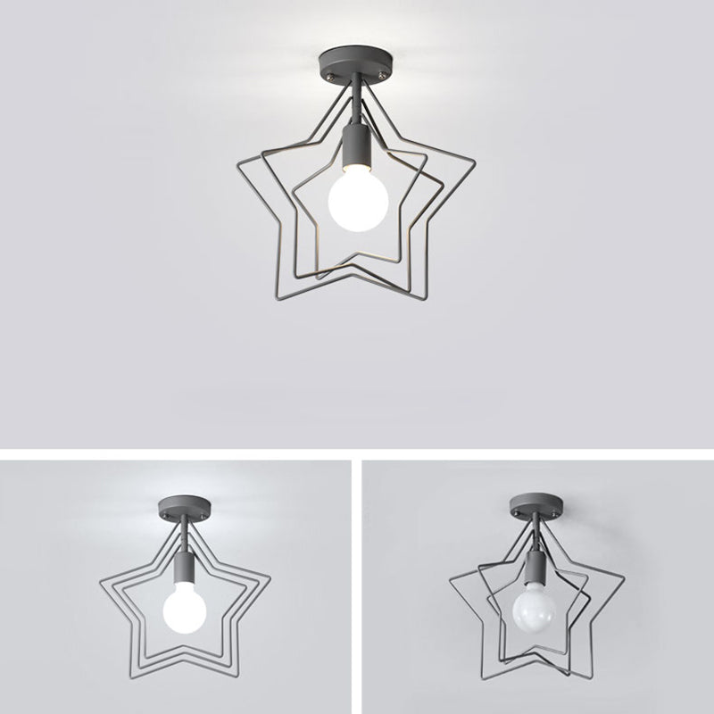 Geométrique Métal Shade Flush Plafond Light Style industriel 1 Light Flush Mount Fixture