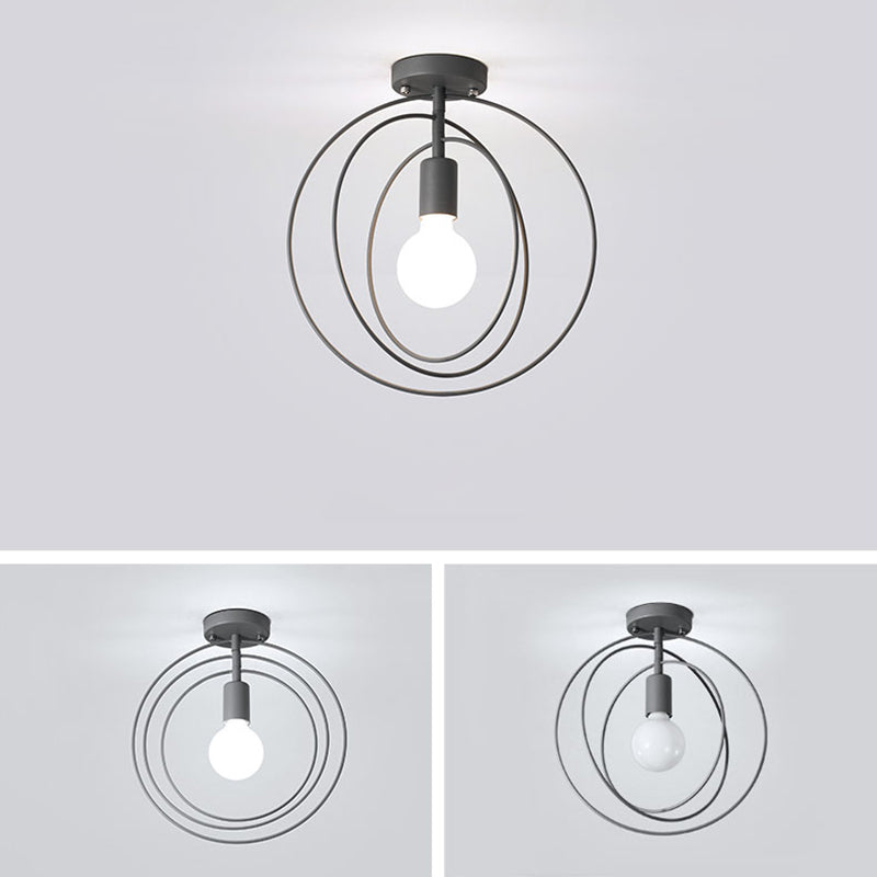 Tono de metal geométrico Flush Light Style Industrial Style 1 Light Flush Mountsing