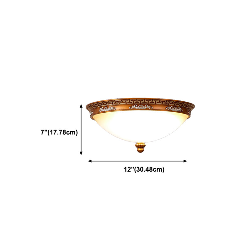 Koepelstang Plafondlamp Traditioneel wit glas bruin spoelbevestiging verlichtingsarmatuur