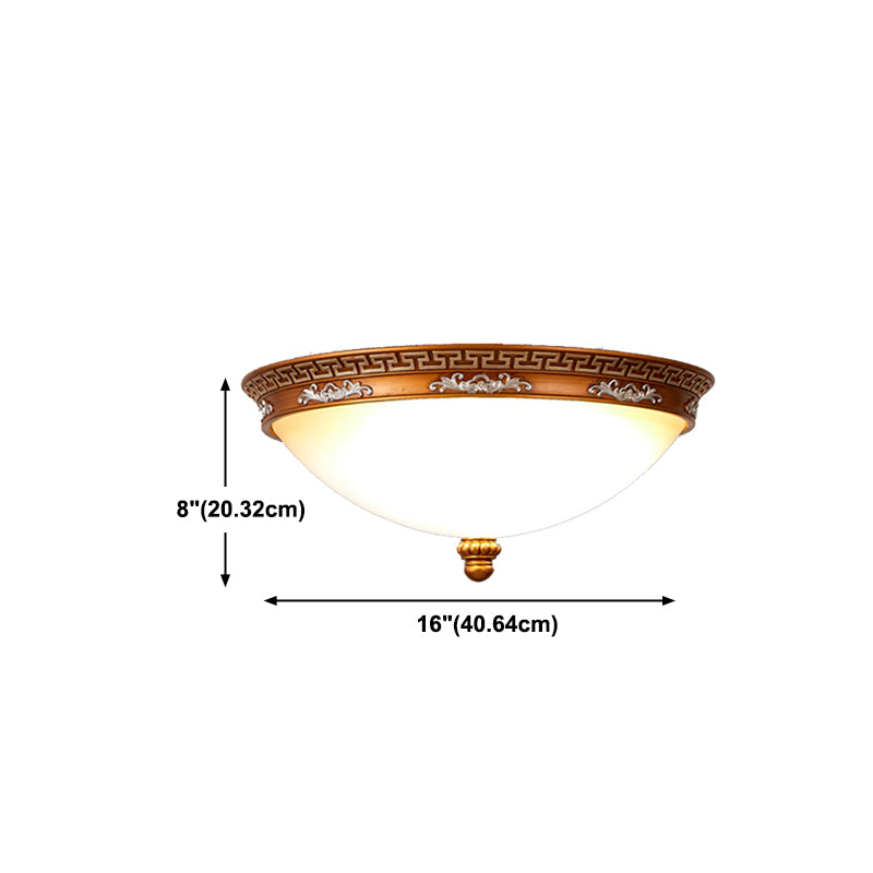 Koepelstang Plafondlamp Traditioneel wit glas bruin spoelbevestiging verlichtingsarmatuur