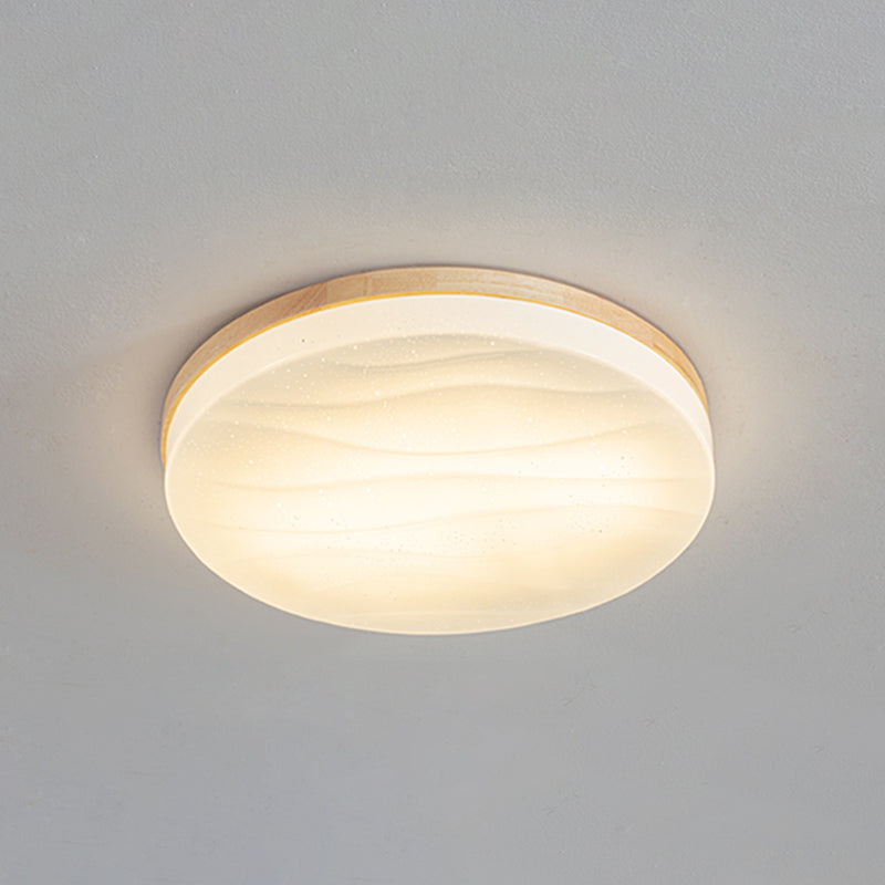 Round Wood Flush Mount plafondlamp Modern 1-licht spoelbevestiging plafondarmatuur in bruin