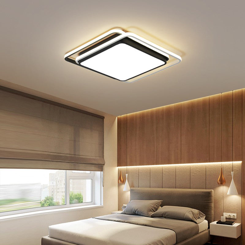 Modern Style Geometry Shape Ceiling Fixtures Metal 3 Light Ceiling Mounted Lights in Black