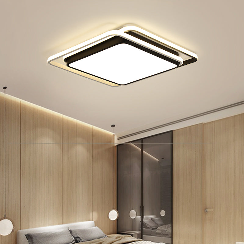 Modern Style Geometry Shape Ceiling Fixtures Metal 3 Light Ceiling Mounted Lights in Black