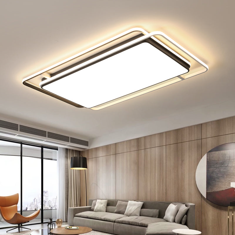 Modern Style Geometry Shape Ceiling Fixtures Metal 3 Light Ceiling Mounted Lights in Black