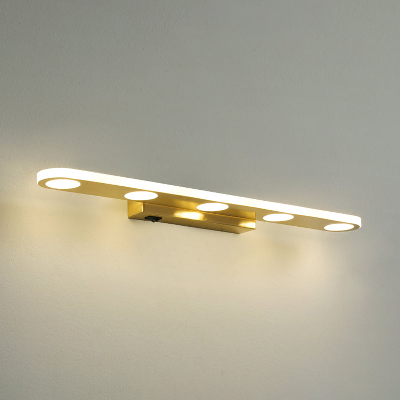 Moderne eenvoudige stijl Alle koper ijdelheid licht ellips vorm led ijdelheid lamp voor doucheruimte