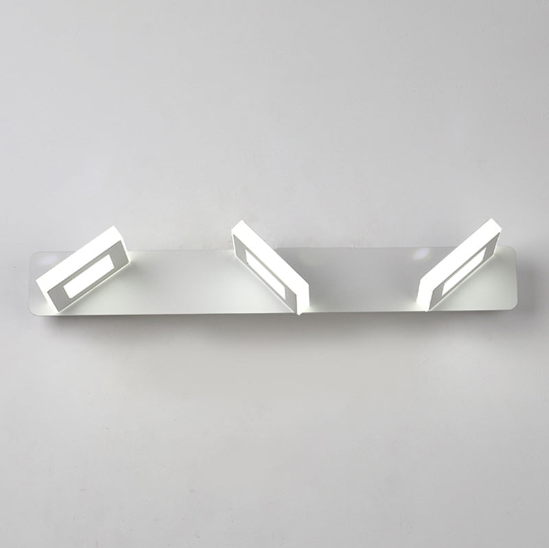 Luz de tocador blanco Modern 3 luces Mirror LED Luz frontal con sombra acrílica para el baño