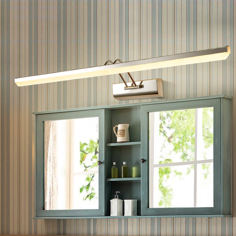 Vanité moderne linéaire Lumière Mirror LED à 1 lumière Light pour la salle de bain en argent