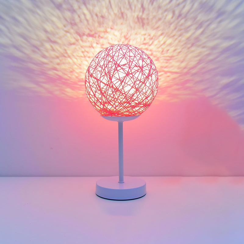 Macaron Table Lamp 1-Light LED Desk Light with Rattan Shade for Living Room