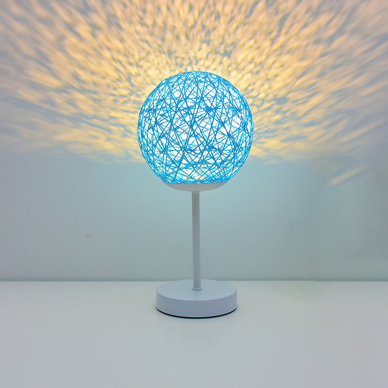 Macaron Table Lamp 1-Light LED Desk Light with Rattan Shade for Living Room
