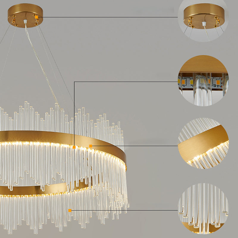 Modern Style Crystal Hanging Lighting Fixture Household Chandelier for Sitting Room