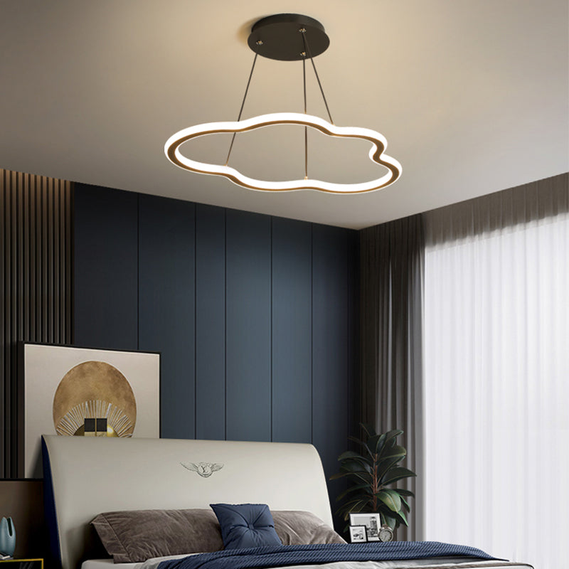 Cloud Shape Metal Pendant Light Fixture Modern Style 1 Light Hanging Light in Black