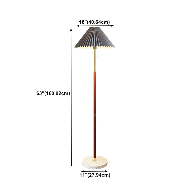 Nordic Style Iron Floor Lamp Cloth Shade Bulb Floor Light with Marble Base for Bedroom