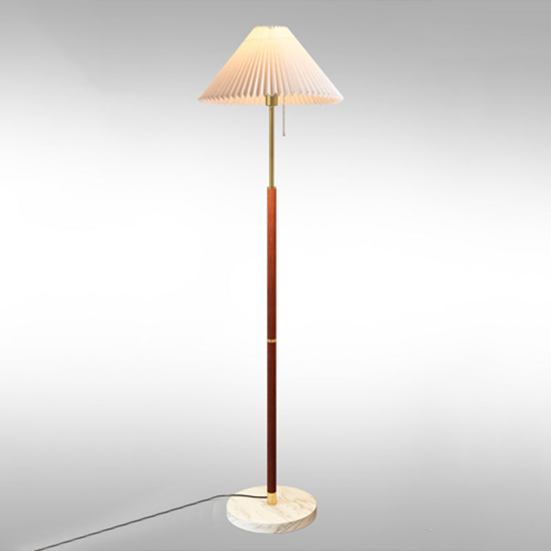 Nordic Style Iron Floor Lamp Cloth Shade Bulb Floor Light with Marble Base for Bedroom