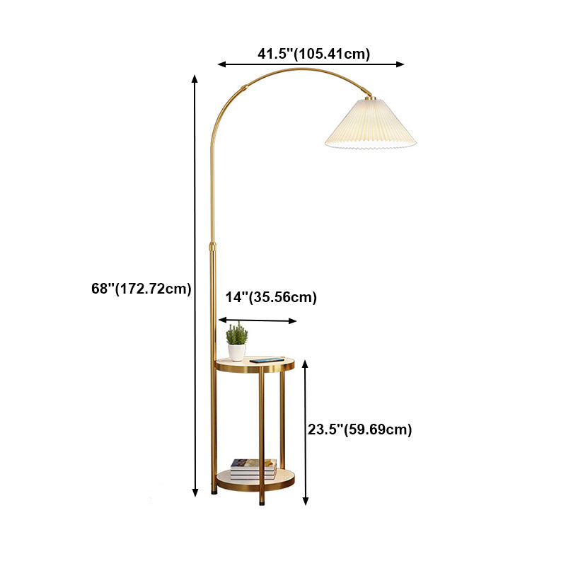 Nordic Style Eisenstock -Lampt -Stofftuch -Schattenlampe Bodenlicht mit Tee Tisch für Wohnzimmer