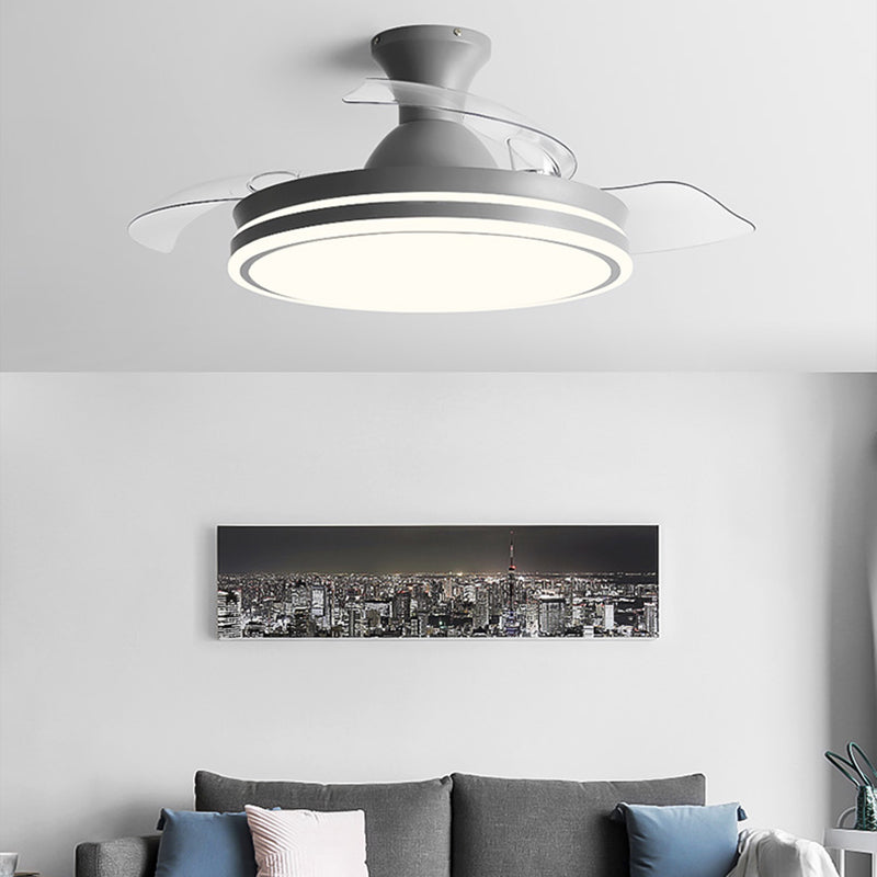 Ronde metalen hanger ventilatorlamp Frequentieconversie Noordse LED Semi Flush Mount Light